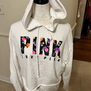 NWT Woman’s Victoria Secret Pink Hoodie Crop Sweatshirt Size XSmall